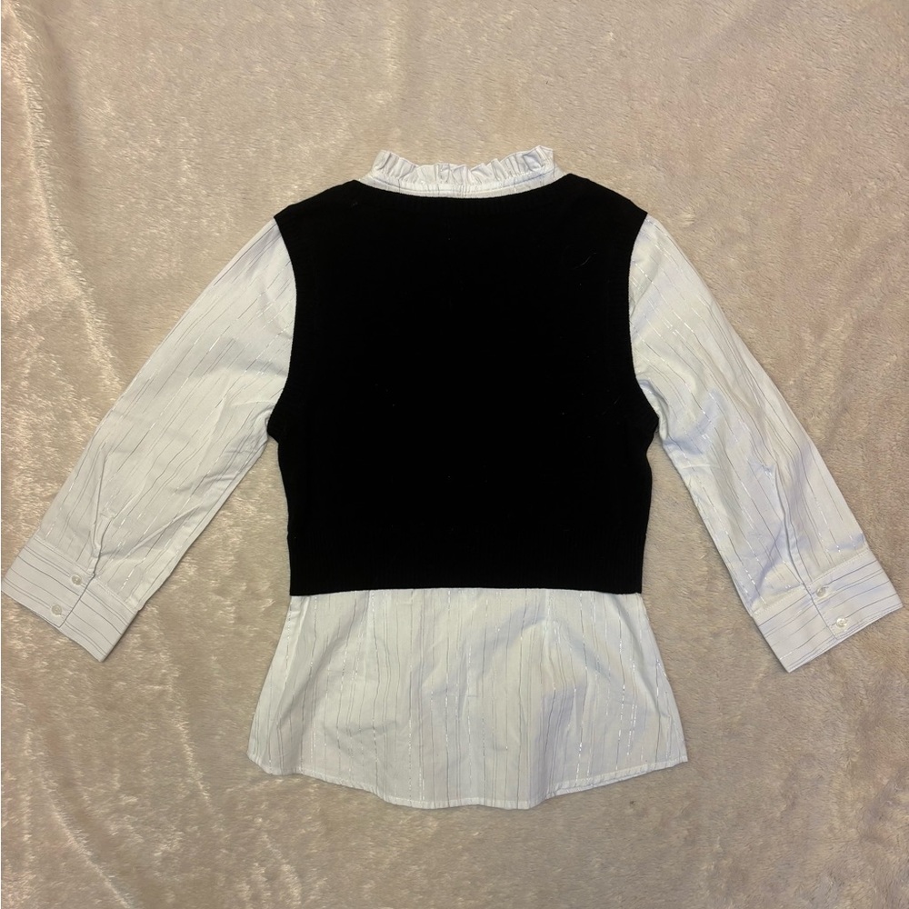 Candie's Black and White Layered Blouse - Picture 7 of 10